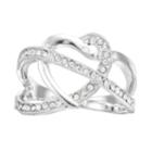 Brilliance Silver Tone Swarovski Crystal Open Heart Ring, Women's, Size: 9, White