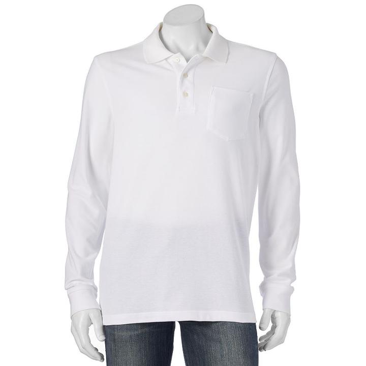 Men's Croft & Barrow&reg; Easy-care Pique Pocket Polo, Size: Large, White