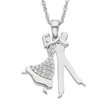 Charming Moments Sterling Silver 1/10 Carat T.w. Diamond Dance Pendant Necklace, Women's, Size: 18, White