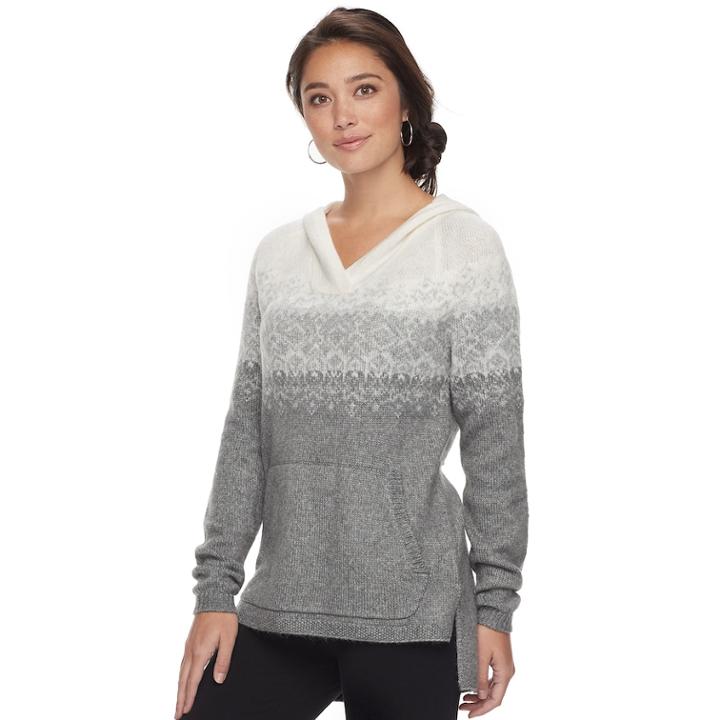 Women's Sonoma Goods For Life™ Fairisle Hoodie, Size: Xs, Dark Grey
