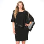 Plus Size Chaps Georgette Overlay Sheath Dress, Women's, Size: 18 W, Black