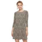 Petite Suite 7 Scroll Print Shift Dress, Women's, Size: 6 Petite, Brown (taupe)