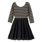 Girls 7-16 My Michelle 3/4-length Sleeve Chevron Back Bow Dress, Girl's, Size: 8, Oxford