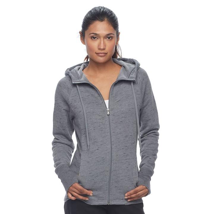 Petite Tek Gear&reg; Ribbed Fleece Zip-up Jacket, Women's, Size: M Petite, Med Grey