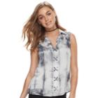 Women's Rock & Republic&reg; Tie-dye Lace Detail Shirt, Size: Xs, White