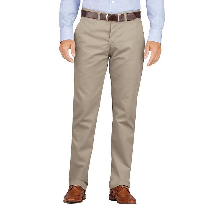 Men's Dickies Slim-fit Wrinkle-resistant Khaki Dress Pants, Size: 44x30, Dark Beige