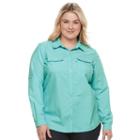 Plus Size Columbia Amberley Stream Button-down Shirt, Women's, Size: 3xl, Green Oth