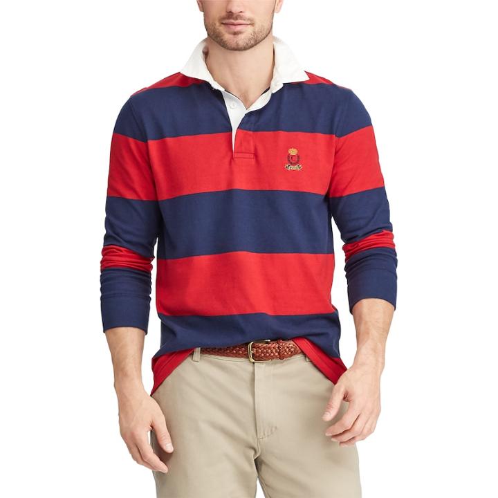 Men's Chaps Classic-fit Rugby Shirt, Size: Small, Red