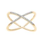 1/10 Carat T.w. Diamond 14k Gold-bonded Sterling Silver X Ring, Women's, Size: 7, Yellow