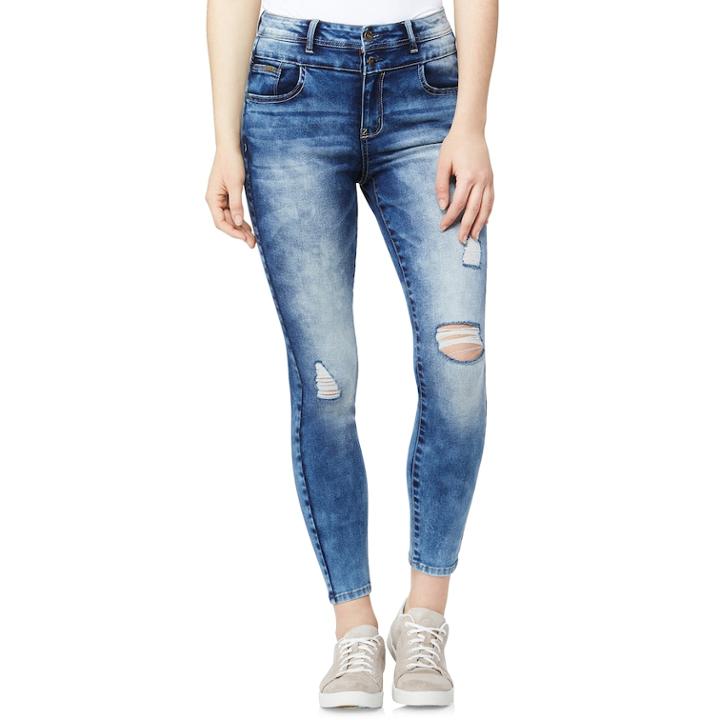 Juniors' Wallflower High-waisted Sassy Stacked Ankle Jeans, Teens, Size: 3, White