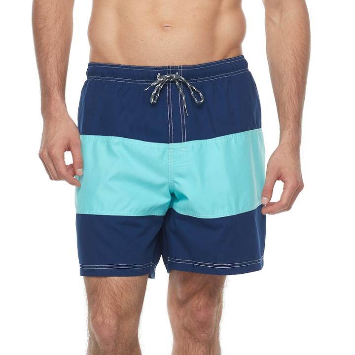 Big & Tall Croft & Barrow&reg; Colorblock Swim Trunks, Men's, Size: L Tall, Dark Blue