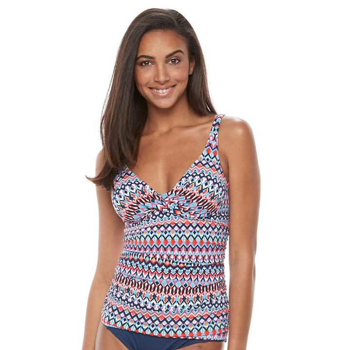 Women's Apt. 9&reg; Striped Twist-front Tankini Top, Size: Large, Ovrfl Oth