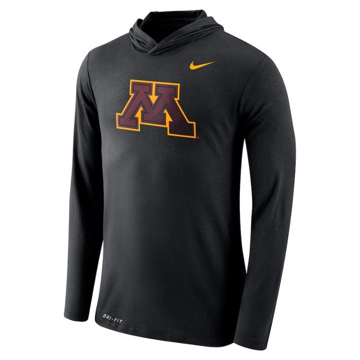Men's Nike Minnesota Golden Gophers Dri-fit Hooded Tee, Size: Xxl, Black