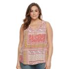 Plus Size Sonoma Goods For Life&trade; Front Tie Tank, Women's, Size: 2xl, Brt Pink