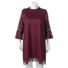 Juniors' Plus Size Heartsoul Lace Bell Sleeve Shift Dress, Girl's, Size: 1xl, Brt Red