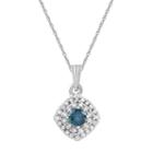10k White Gold 1/4 Carat T.w. Blue & White Diamond Pendant Necklace, Women's, Size: 18
