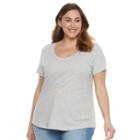 Plus Size Sonoma Goods For Life&trade; Essential V-neck Tee, Women's, Size: 4xl, Light Grey
