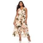 Plus Size Chaya Floral Faux-wrap Maxi Dress, Women's, Size: 14 W, Med Yellow