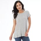 Women's Ab Studio Ribbed Flounce Tee, Size: Xlrg Av/rg, Grey