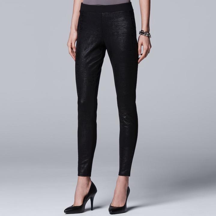 Women's Simply Vera Vera Wang 10th Anniversary Faux Leather Legging, Size: Xl, Black