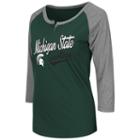 Women's Campus Heritage Michigan State Spartans Meridian Baseball Tee, Size: Large, Dark Green