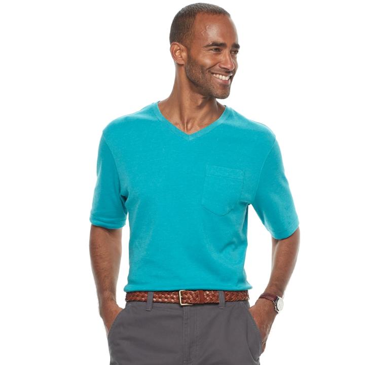 Men's Croft & Barrow&reg; V-neck Interlock Performance Tee, Size: Xxl, Turquoise/blue (turq/aqua)