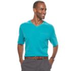 Men's Croft & Barrow&reg; V-neck Interlock Performance Tee, Size: Xxl, Turquoise/blue (turq/aqua)