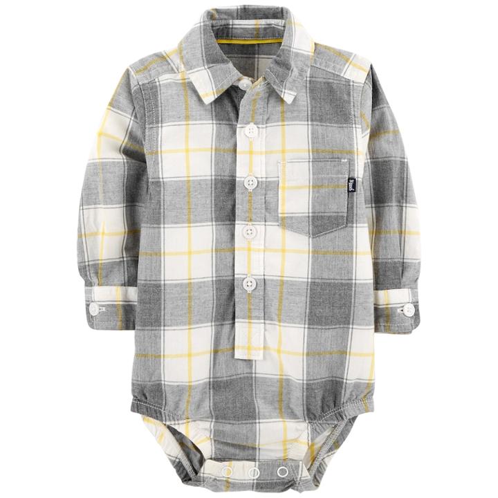 Baby Boy Oshkosh B'gosh&reg; Plaid Button Down Bodysuit, Size: 18-24 Month