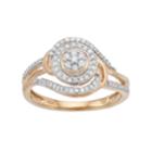 10k Gold 1/3 Carat T.w. Diamond Two Tone Bypass Ring, Women's, Size: 7, White