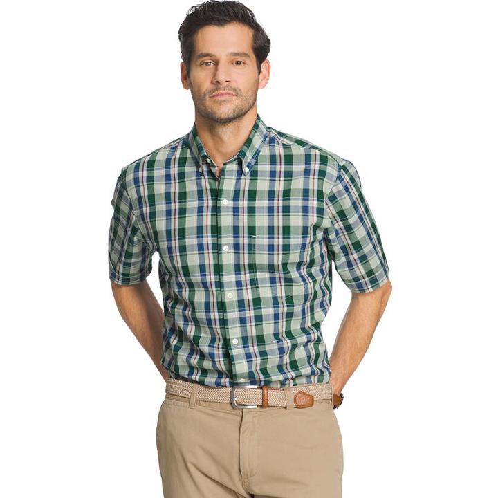 Big & Tall Arrow Plaid Button-down Shirt, Men's, Size: Xxl Tall, Green Oth