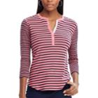 Women's Chaps 3/4-sleeve Henley, Size: Large, Pink