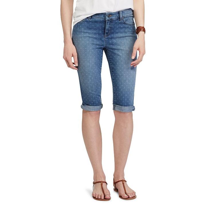 Women's Chaps Cuffed Twill Capris, Size: 6, Blue