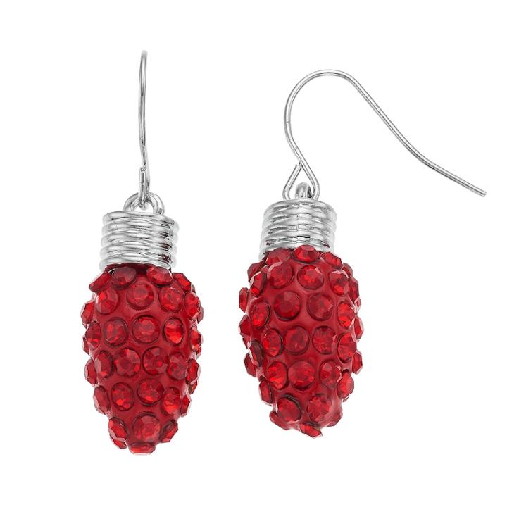 Red String Light Nickel Free Drop Earrings, Women's, Multicolor