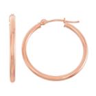 14k Gold Tube Hoop Earrings - 25 Mm, Women's, Pink