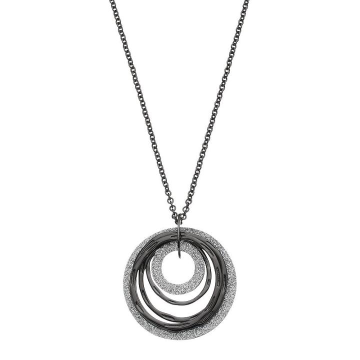 Apt. 9&reg; Glittery Textured Hoop Pendant Necklace, Women's, Black