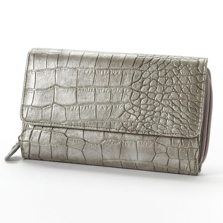 Croft & Barrow&reg; Crocodile Organizer Clutch, Women's, Grey