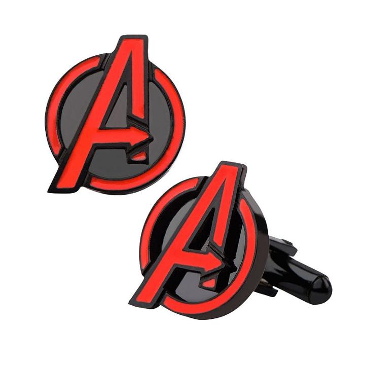 Marvel Avengers Black Ion-plated Stainless Steel Cuff Links, Men's, Multicolor