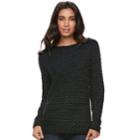 Women's Elle&trade; Textured Embellished Sweater, Size: Medium, Black