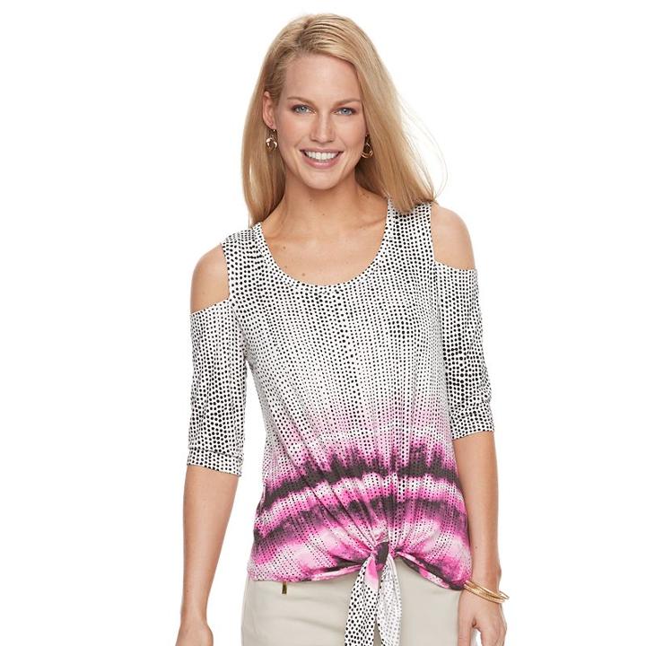 Petite Dana Buchman Cold-shoulder Tie-front Top, Women's, Size: S Petite, Med Pink