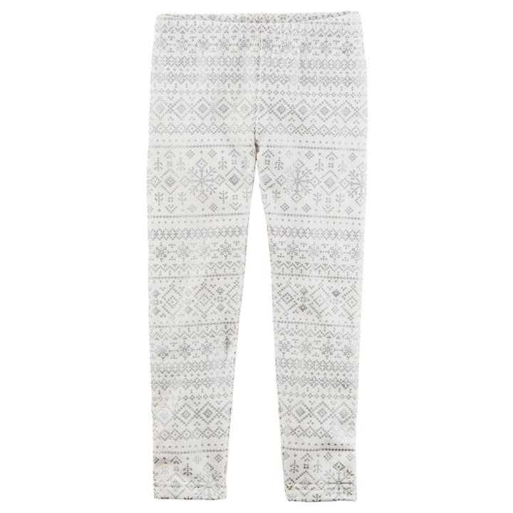 Girls 4-8 Carter's Snowflake Cozy Leggings, Size: 6, White And Gray
