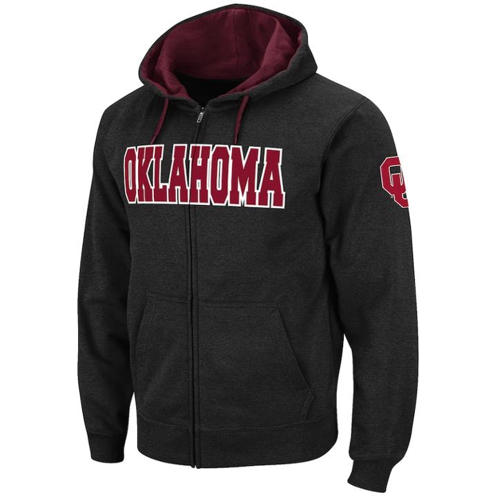 Men's Oklahoma Sooners Full-zip Fleece Hoodie, Size: Xl, Light Grey