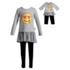 Girls 4-14 Dollie & Me Smiley Face Dress & Leggings Set, Size: 14, Grey Other