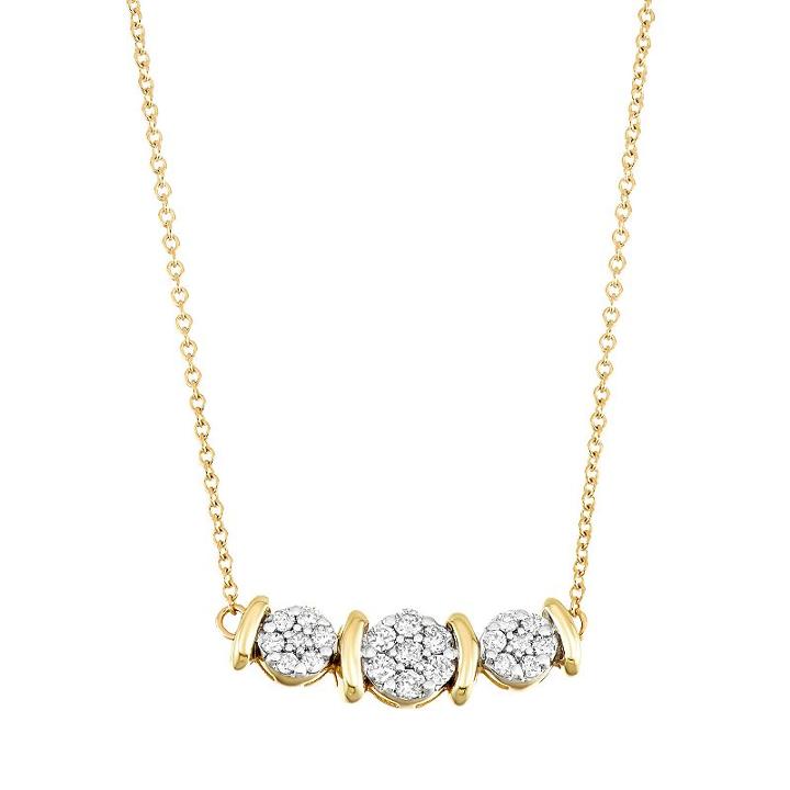 10k Gold 1/3 Carat T.w. Diamond Cluster Necklace, Women's, Size: 17, White