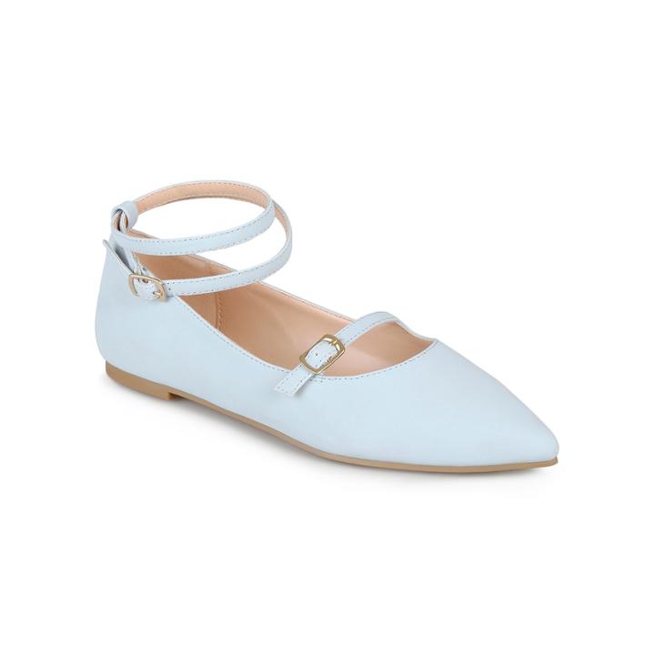 Journee Collection Nilly Women's Ankle Strap Flats, Girl's, Size: 7, Blue