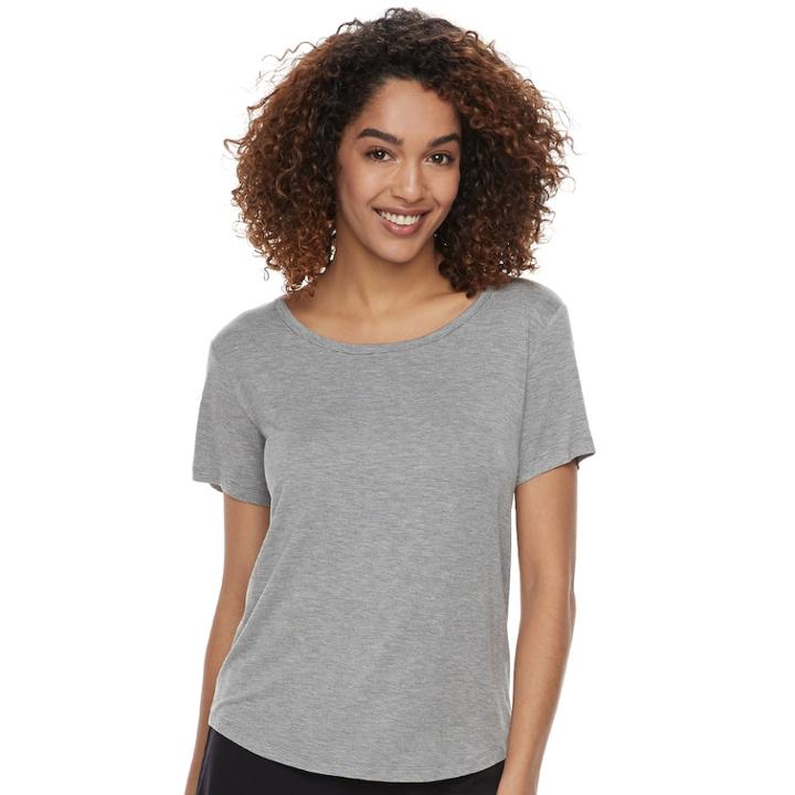 Women's Sonoma Goods For Life&trade; Pleated Crewneck Tee, Size: Xxl, Med Grey