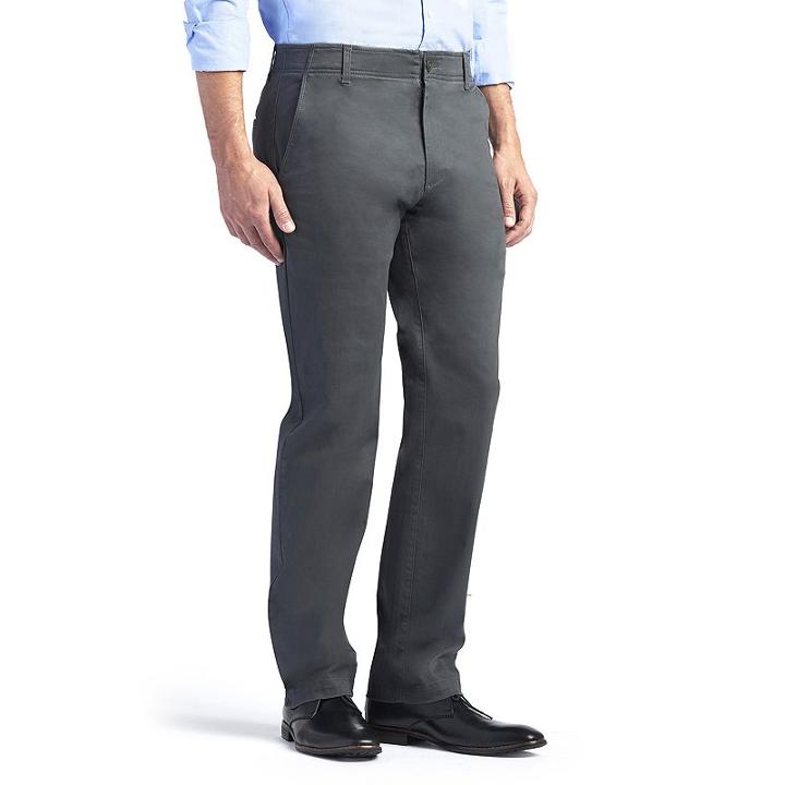 Men's Lee Performance Series Extreme Comfort Khaki Straight-fit Flat-front Pants, Size: 33x30, Grey (charcoal)