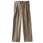 Boys 8-20 Husky Chaps Pleated-front Twill Pants, Boy's, Size: 18 Husky, Beig/green (beig/khaki)