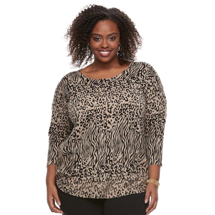 Plus Size Dana Buchman Curved Hem Sweater, Women's, Size: 3xl, Brown