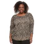 Plus Size Dana Buchman Curved Hem Sweater, Women's, Size: 3xl, Brown