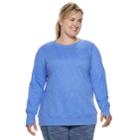 Plus Size Tek Gear&reg; Crewneck Thumb Hole Sweatshirt, Women's, Size: 3x Tall, Med Purple